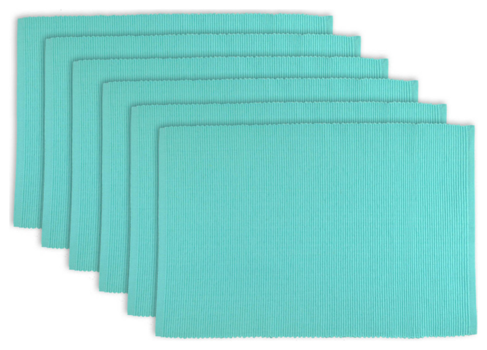 Dii Aqua Ribbed Placemat, Set of 6 Contemporary Placemats by