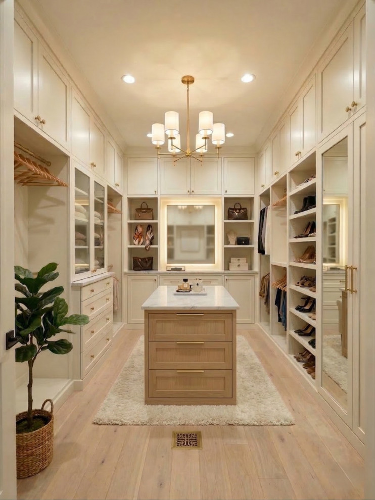 Example of a transitional closet design in Dallas