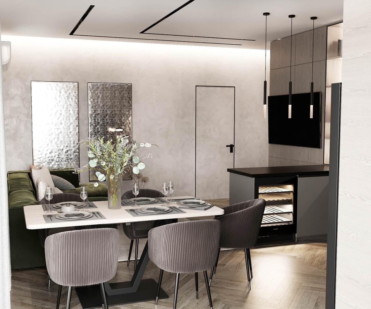 ДИЗАЙН ПРОЕКТ С ОЛИВКОВЫМИ ОТТЕНКАМИ