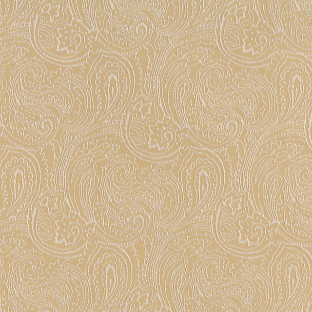 Gold, Traditional Abstract Paisley Designed Woven Upholstery Fabric By The Yard