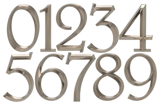 Classic 6 Inch Number 0 Polished Nickel - Contemporary - House Numbers ...