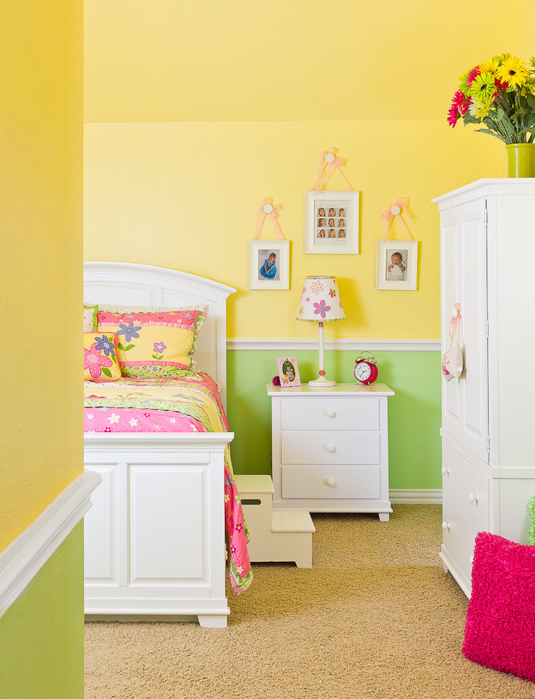 Contemporary kids' room in Houston for girls.