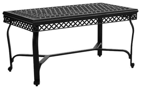 Portofino Cast Aluminum Coffee Table Charcoal Black Finish Traditional Outdoor Coffee Tables By Crosley
