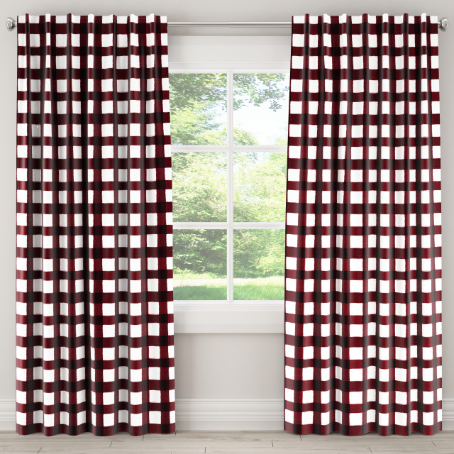 Blackout Curtain Buffalo Square Holiday Red Contemporary