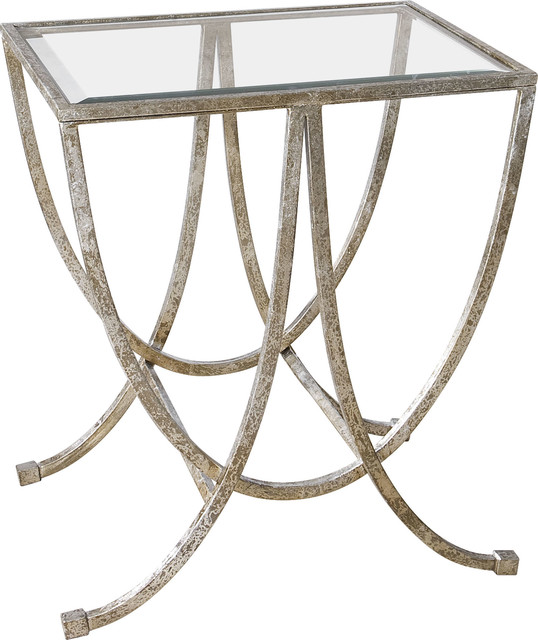 Marta End or Side Table, Antique Silver