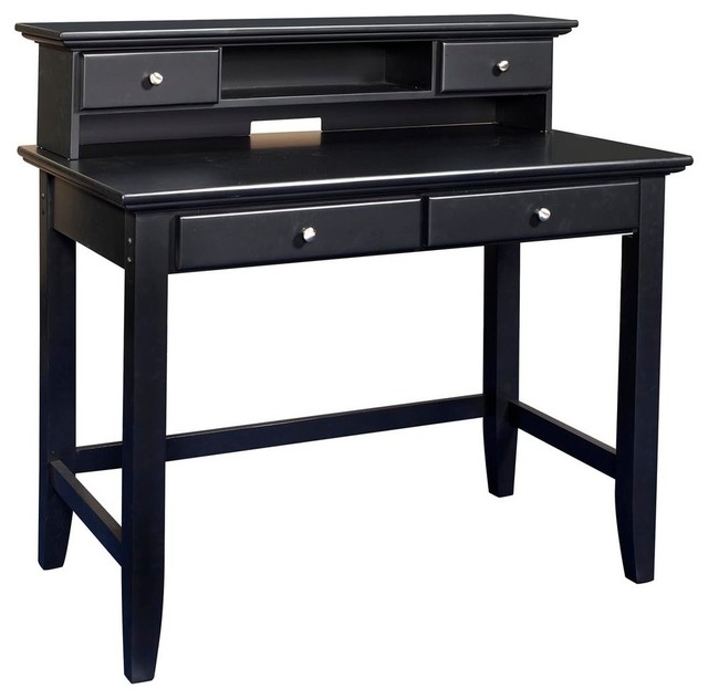 Home Styles Bedford Solid Wood Laptop Writing Desk With Hutch In Ebony