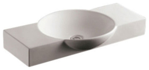 Whitehaus WHKN1112 Rectangular Integrated Porcelain Bathroom Basin Sink