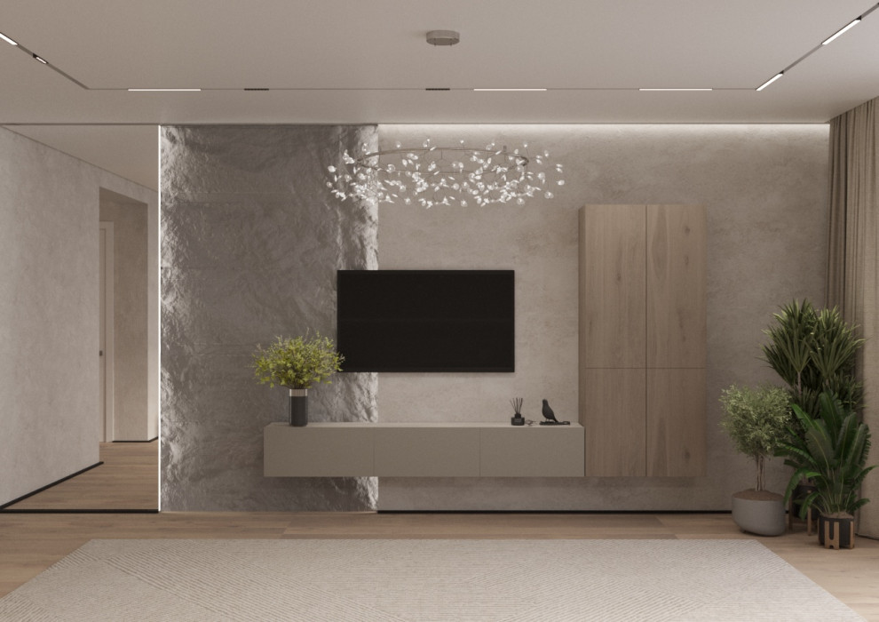 Современный дизайн кухни-гостиной