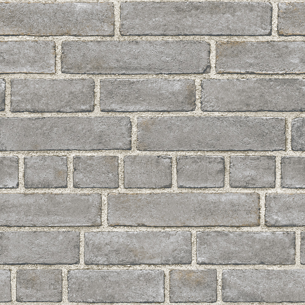 Grey Brick Fa��_ade Peel and Stick Wallpaper