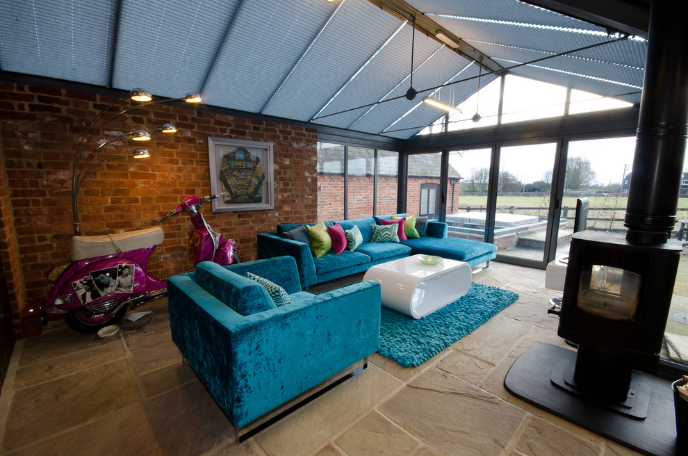 Design ideas for a contemporary sunroom in West Midlands.