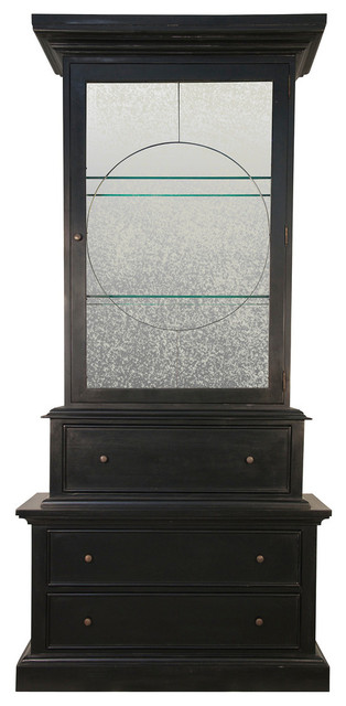 Alden French Country Trellis Hand Rubbed Black Cabinet