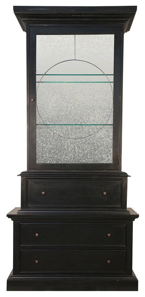 Alden French Country Trellis Hand Rubbed Black Cabinet