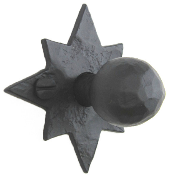 Rustic Hammered Star Wrought Iron Cabinet Knob  HK5, Black