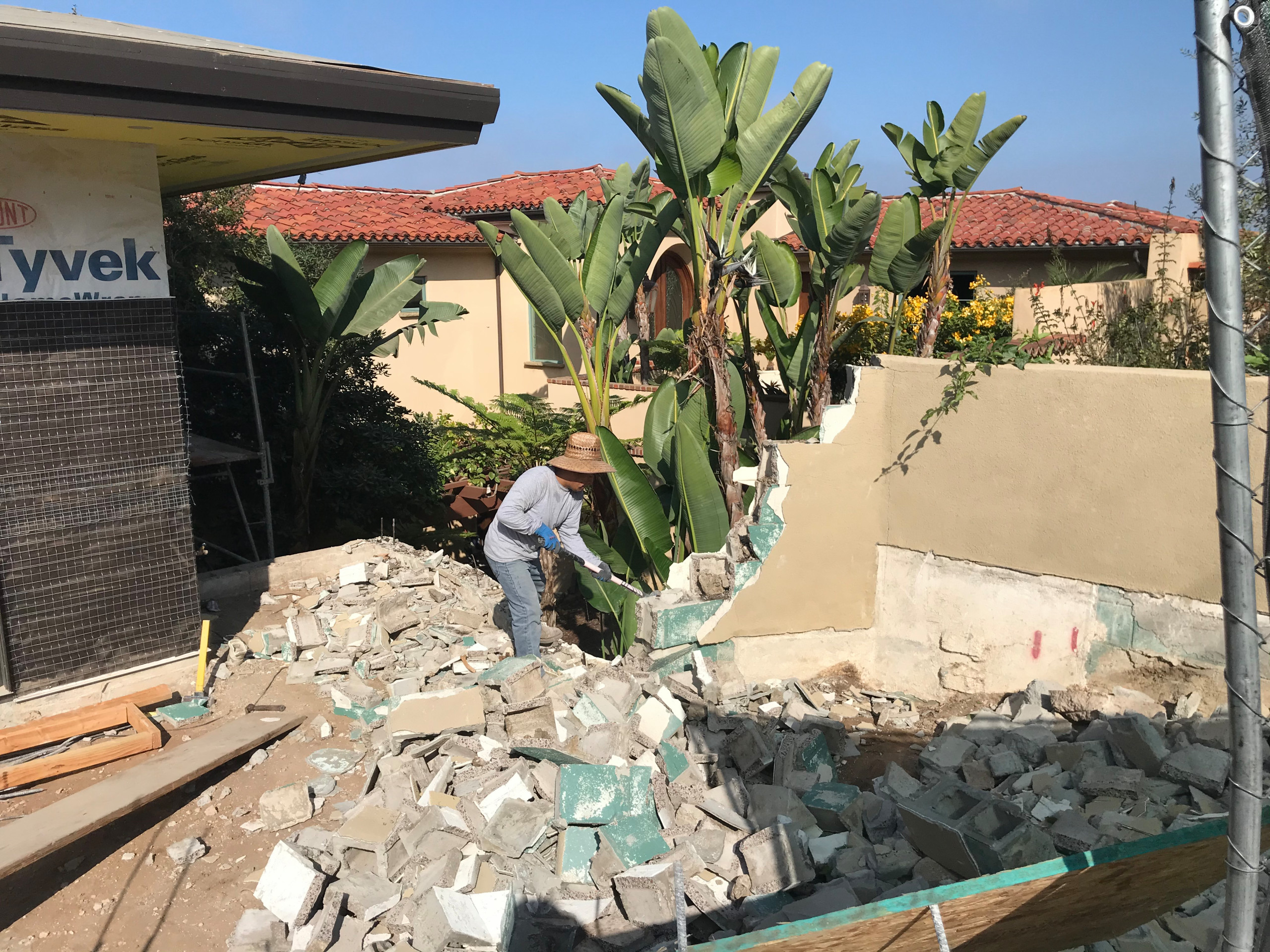 Removing an Old Block Wall in Point Loma