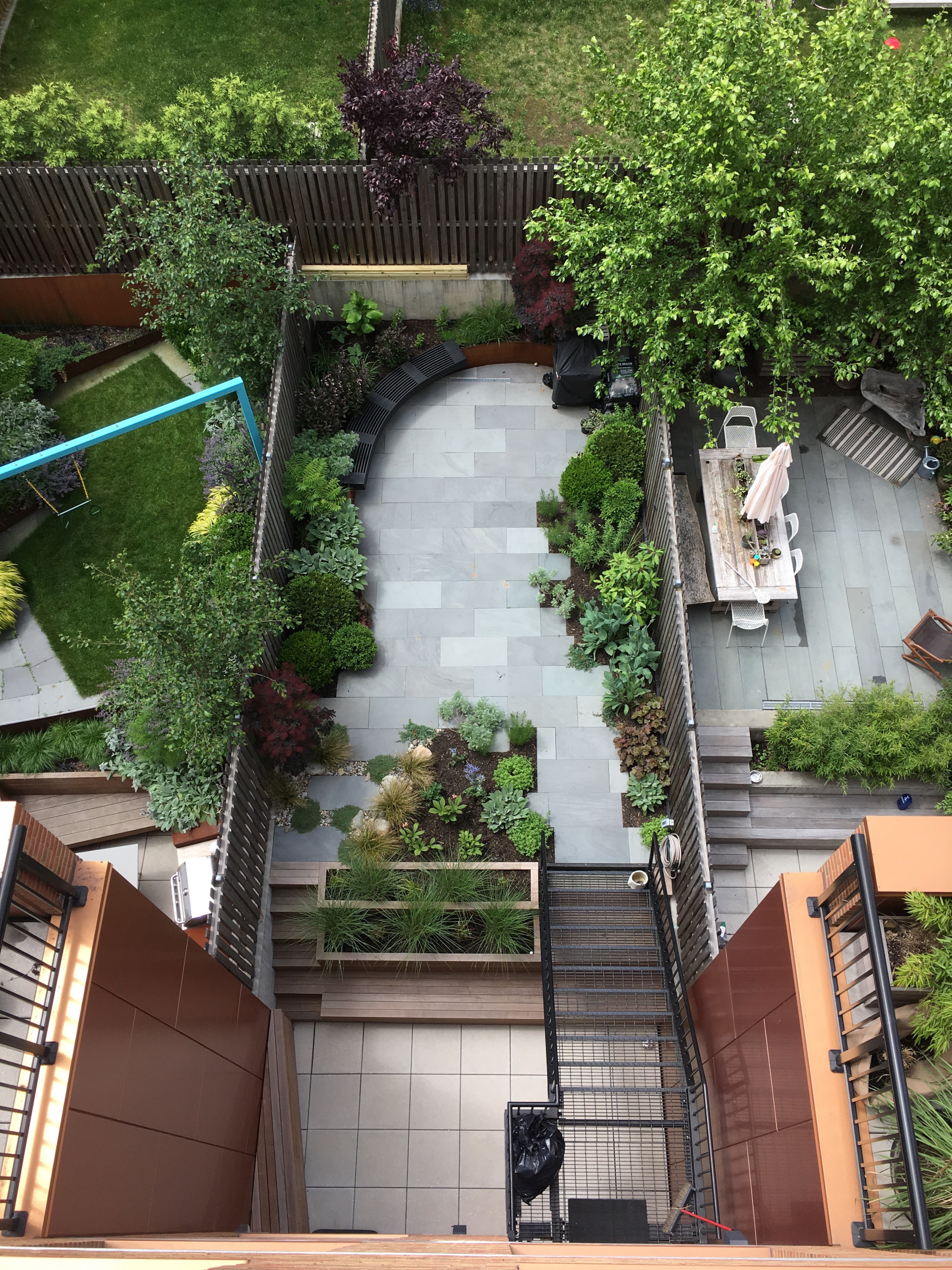 Modern Garden with Curved Corten Border