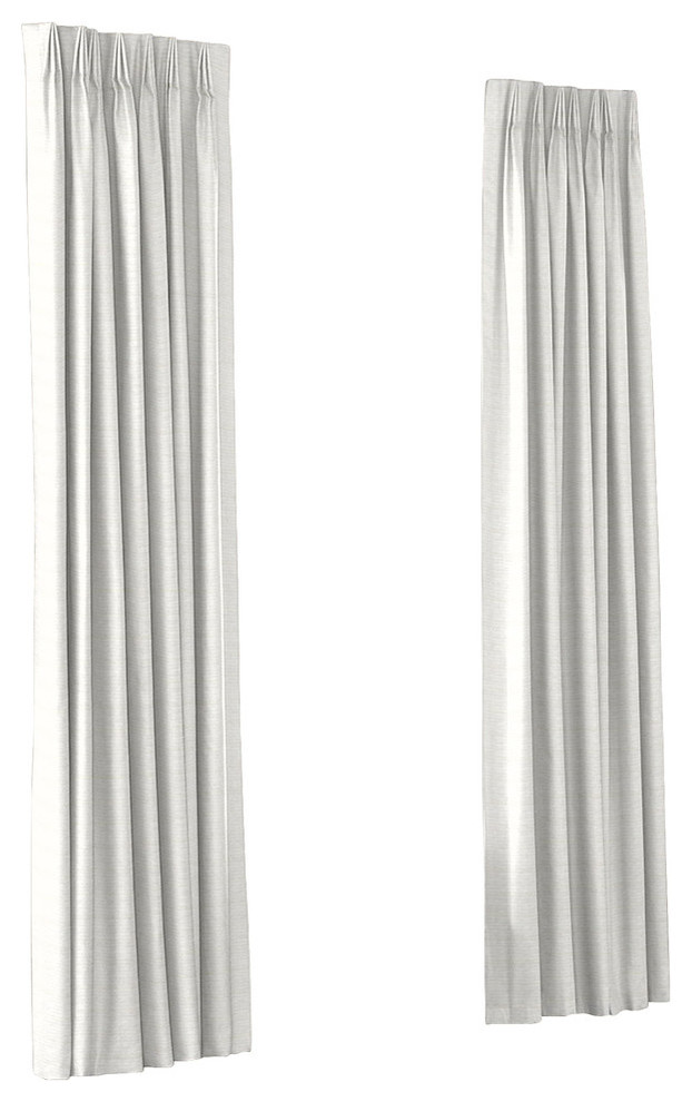 White Slubby Pure Linen Custom Euro Pleat Drape Single Panel
