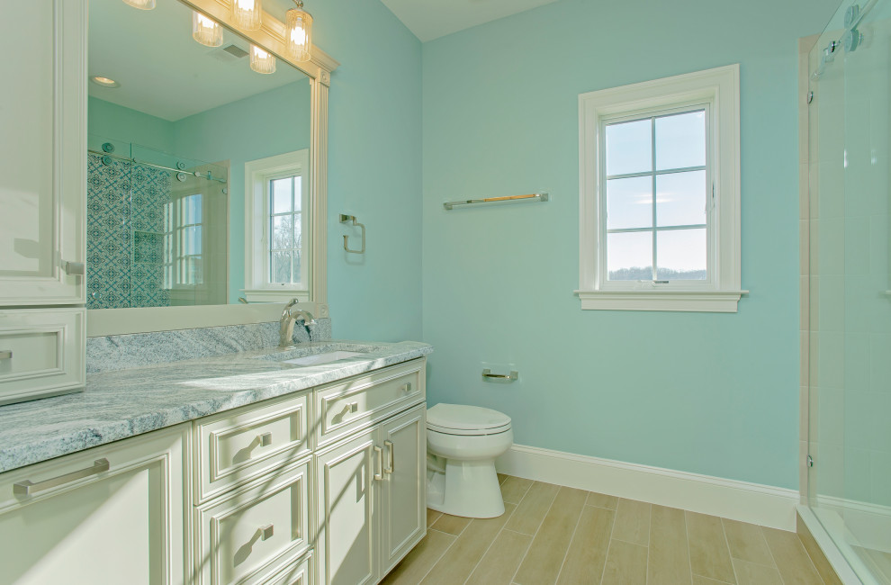 Transitional bathroom in Baltimore.