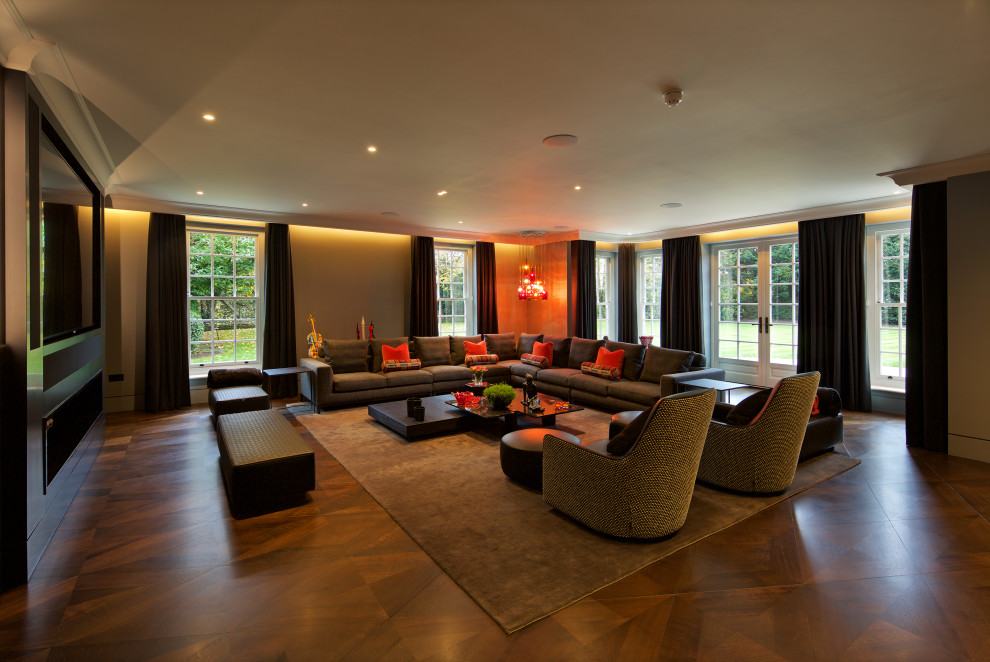 This is an example of a contemporary living room in Hertfordshire.