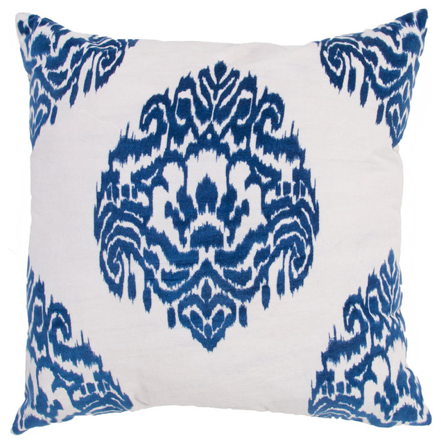Wanderer Pillow, Cream & Blue-pair of 2