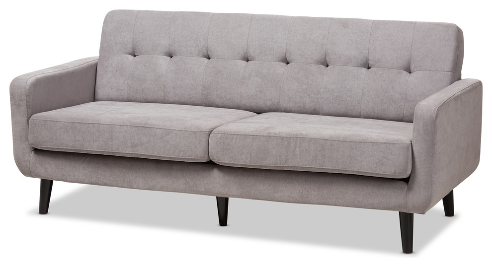 Carina Mid, Century Modern Light Gray Fabric Upholstered Sofa, 72.44