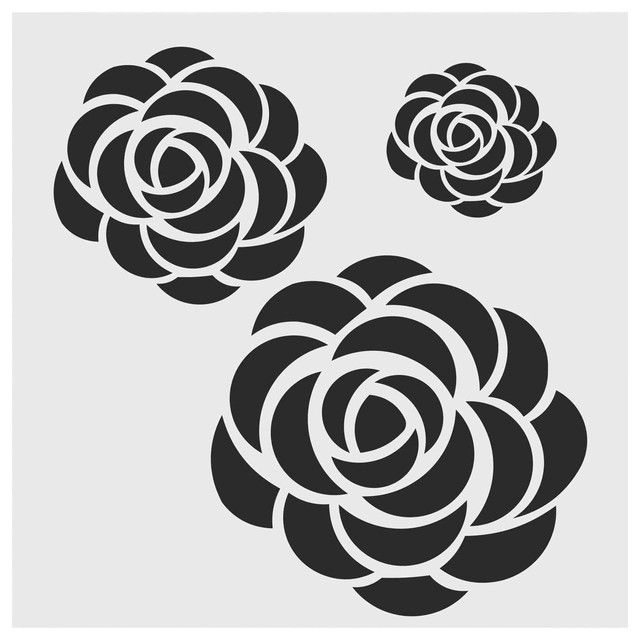 Three Roses Stencil, Small Contemporary Wall Stencils by