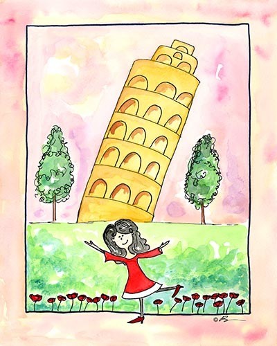 Girl in Italy, Ready To Hang Canvas Kid's Wall Decor, 16 X 20