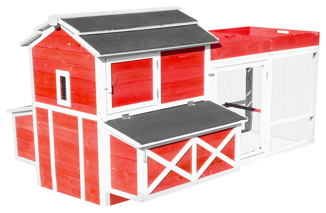 Red Barn Chicken Coop With Roof Top Planter