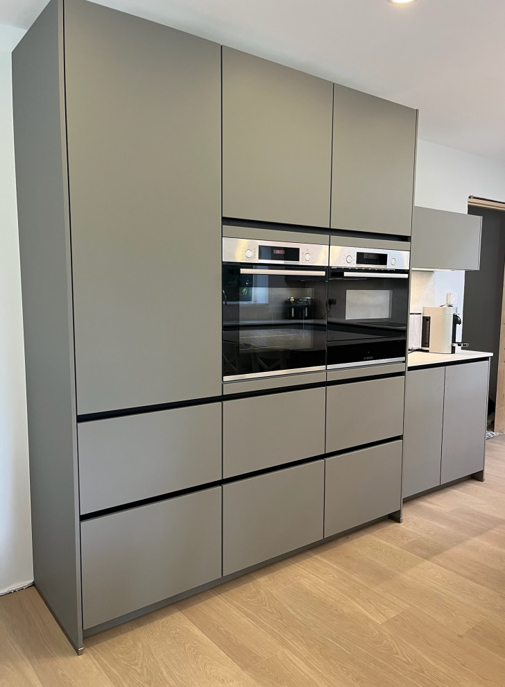 Easy Touch Taupe Modern Handleless Kitchen fitted in Solihull