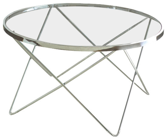 Steve Silver Matrix 3-Piece Glass Top Coffee Table Set with Chrome Legs