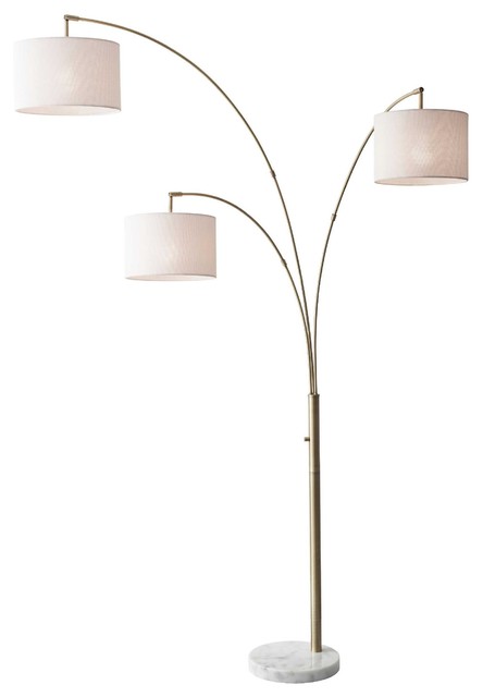 Adesso Bowery 3 Arm Arc Lamp Atq Brs Contemporary Floor Lamps