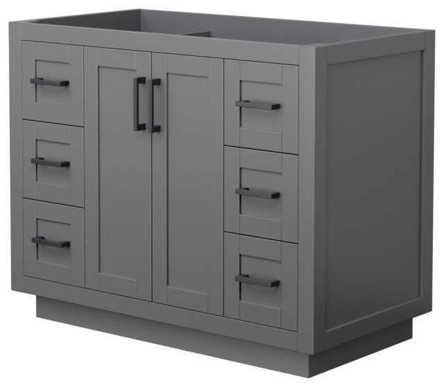 Miranda 42" Single Vanity, Dark Gray, No Top, No Sink, Matte Black Trim