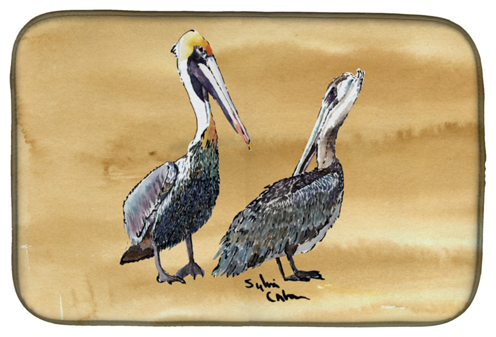 Caroline's Treasures Pelican Dish Drying Mat, 14"x21", Multicolor