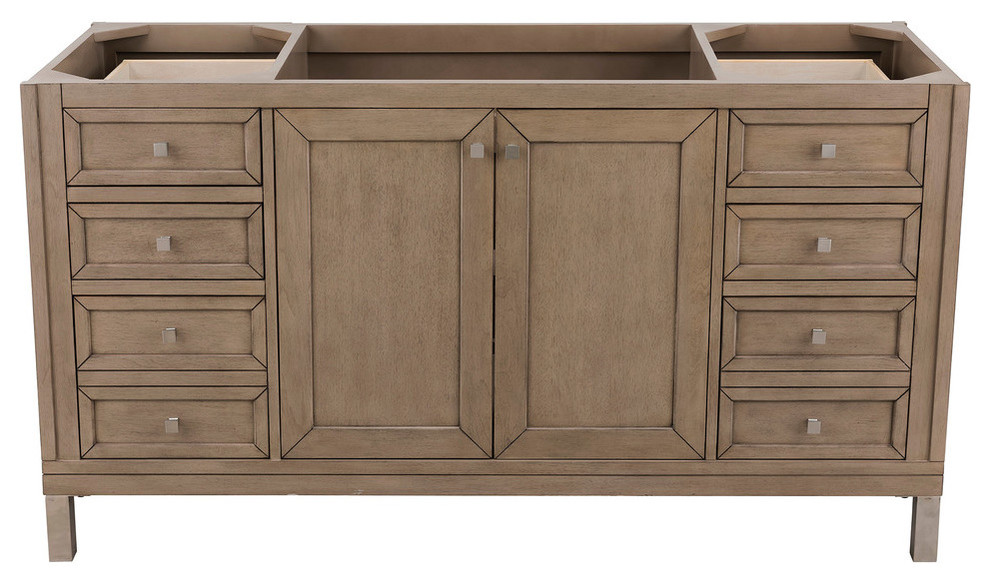 Chicago 60" White Washed Walnut Vanity - Transitional - Bathroom