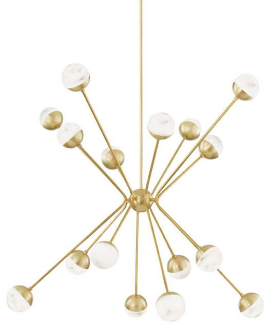 Modern Contemporary Sixteen Light Chandelier in Aged Brass Finish - Chandelier