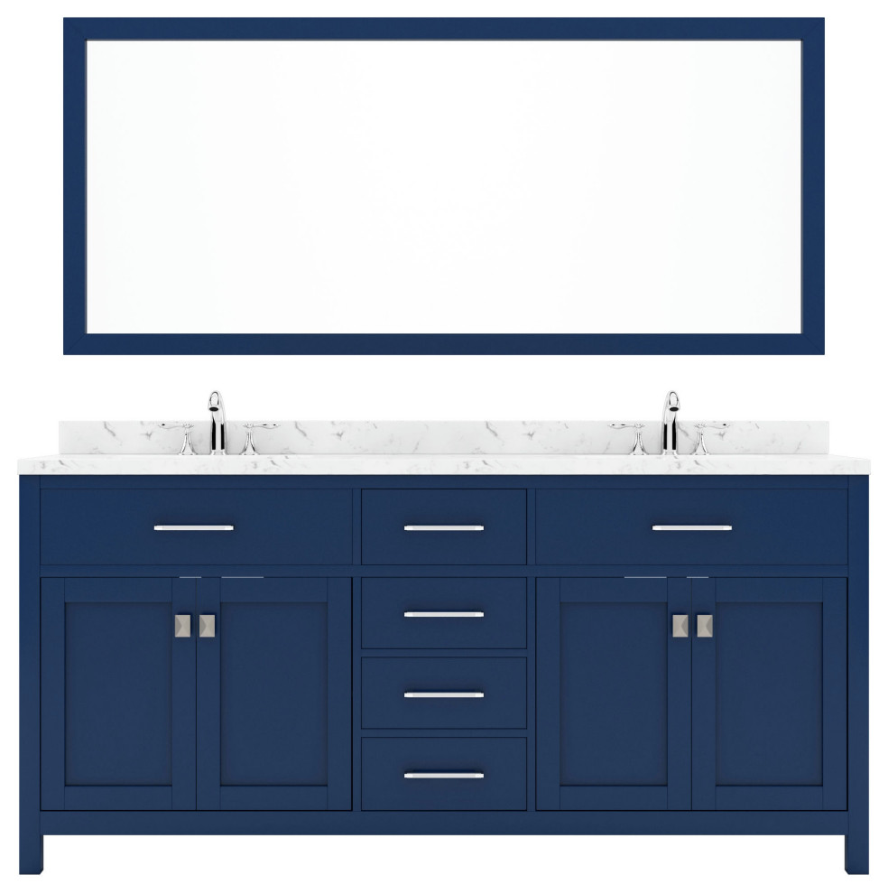 Caroline 72" Bath Vanity in French Blue, Quartz Top, Sinks, MD-2072 ...