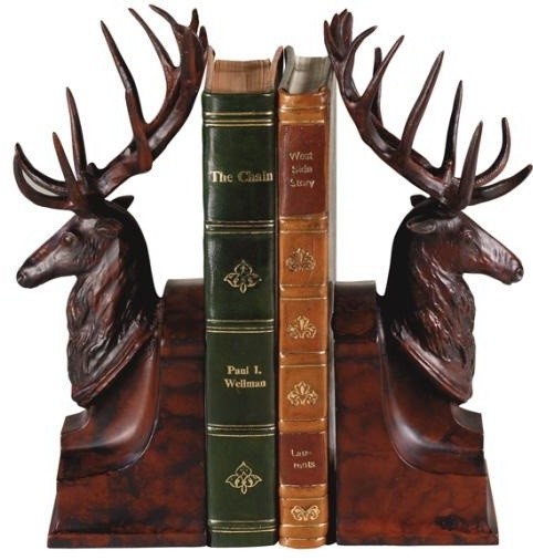 Favorite Decor Store Antique Pewter Finish Rustic Moose Bookend Set 