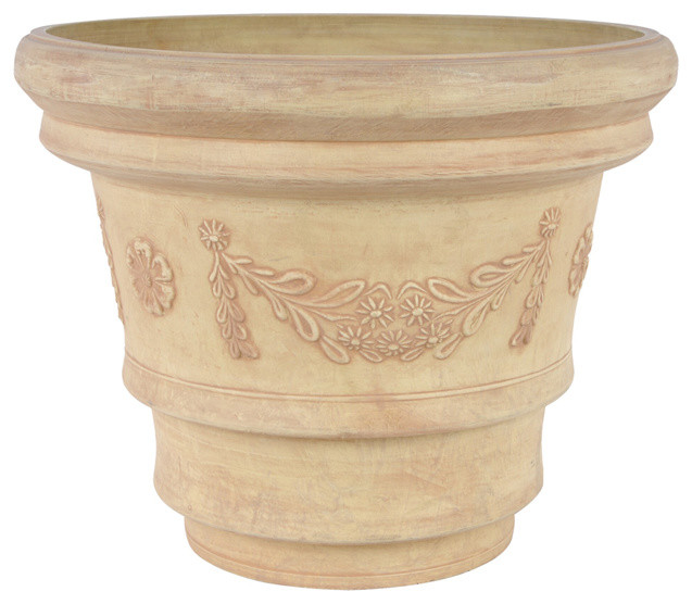 Garland Double Rim Pot, Beige - Traditional - Outdoor Pots And Planters ...