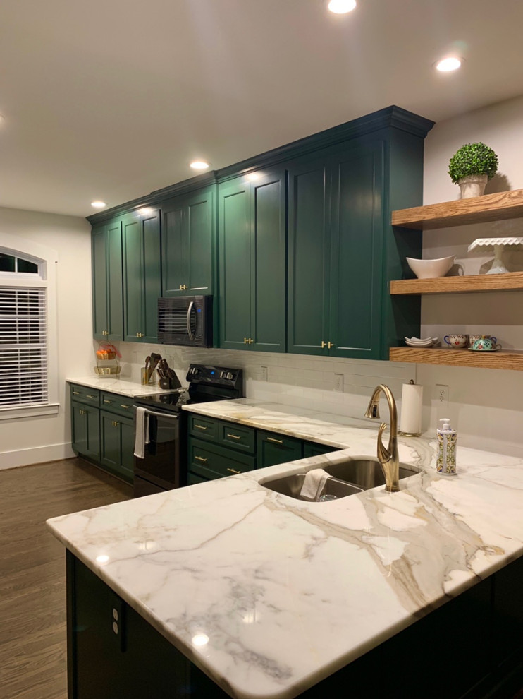 Dark Green Cabinets Add Elegance to a Welcoming Kitchen
