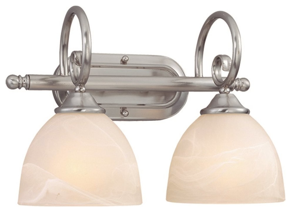 Craftmade Jeremiah Raleigh Two-Light Vanity Light in Satin Nickel with Faux Alab