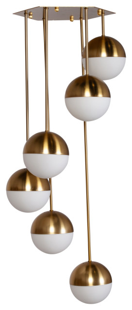 Modern 6 Globe Brass Chandelier