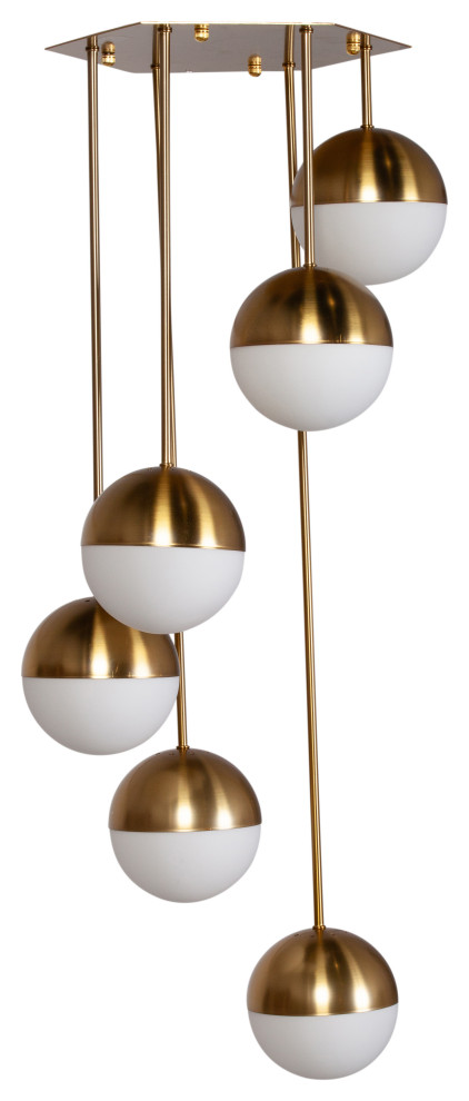 Modern 6 Globe Brass Chandelier
