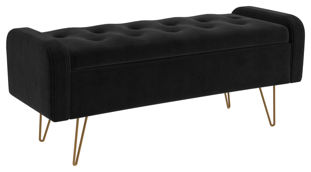 Velvet Storage Ottoman Midcentury Footstools And Ottomans by WHI
