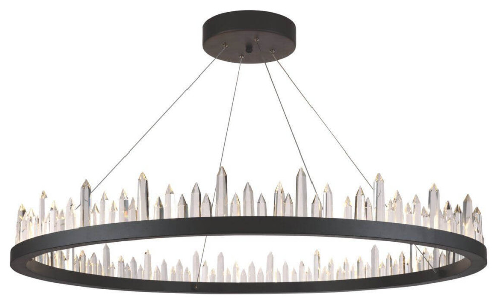 Elegant Lighting Malta LED Crystal Chandelier, Satin Dark Gray, 42.00 Contemporary