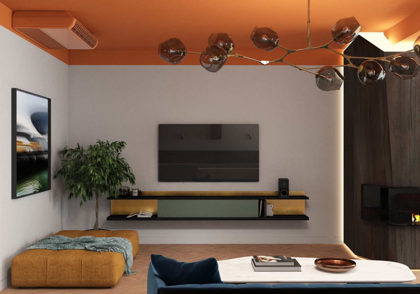 Яркий дизайн интерьера на взлётке