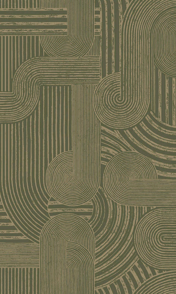 Geometric Bohemian Wallpaper, Khaki, Double Roll