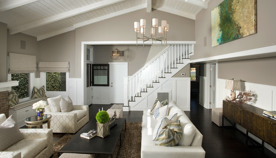 Beach style living room photo in Orange County