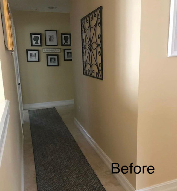 Example of a small transitional hallway design in Miami