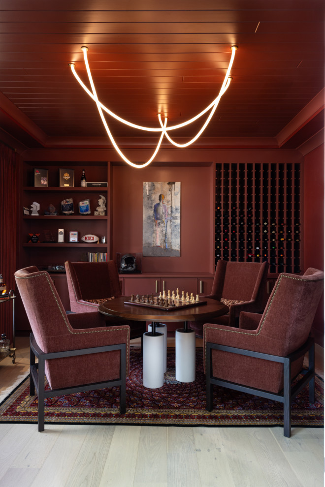 Wine cellar - mid-sized transitional light wood floor wine cellar idea in Tampa
