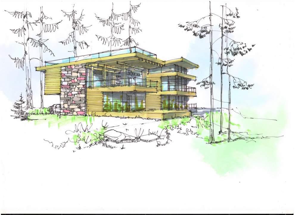 Фор-эскиз современного дома на берегу Лемболовского озера