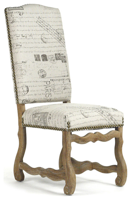 Marcelle French Country Linen Script Camel Back Dining Chair